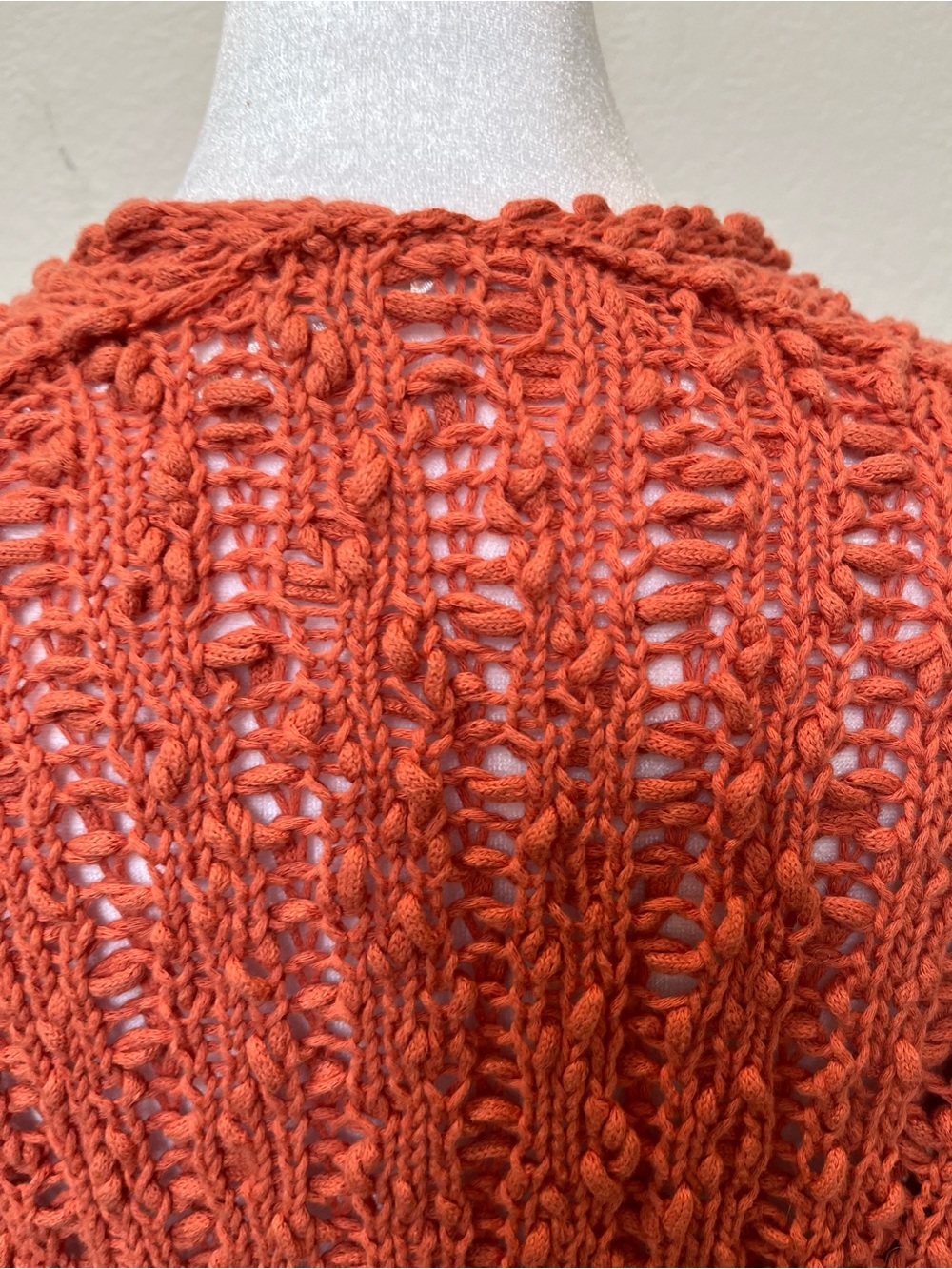 Free People Open-Knit V-Neck Oversized Cotton Sweater in Rust Orange - Picture 6 of 10